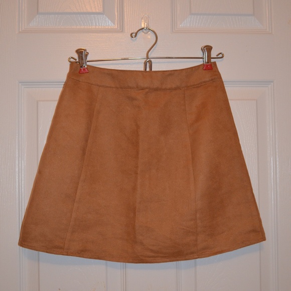 Faux Suede Zipper Front Skirt - Picture 2 of 3